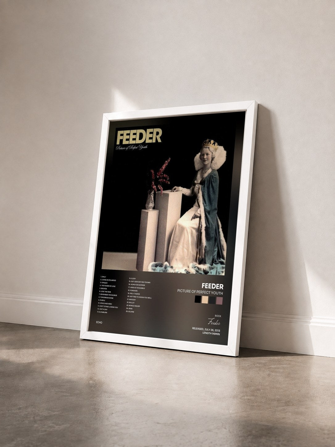 #blanc Tableau de l'album Picture of Perfect Youth de Feeder vu de trois quarts, cadre blanc