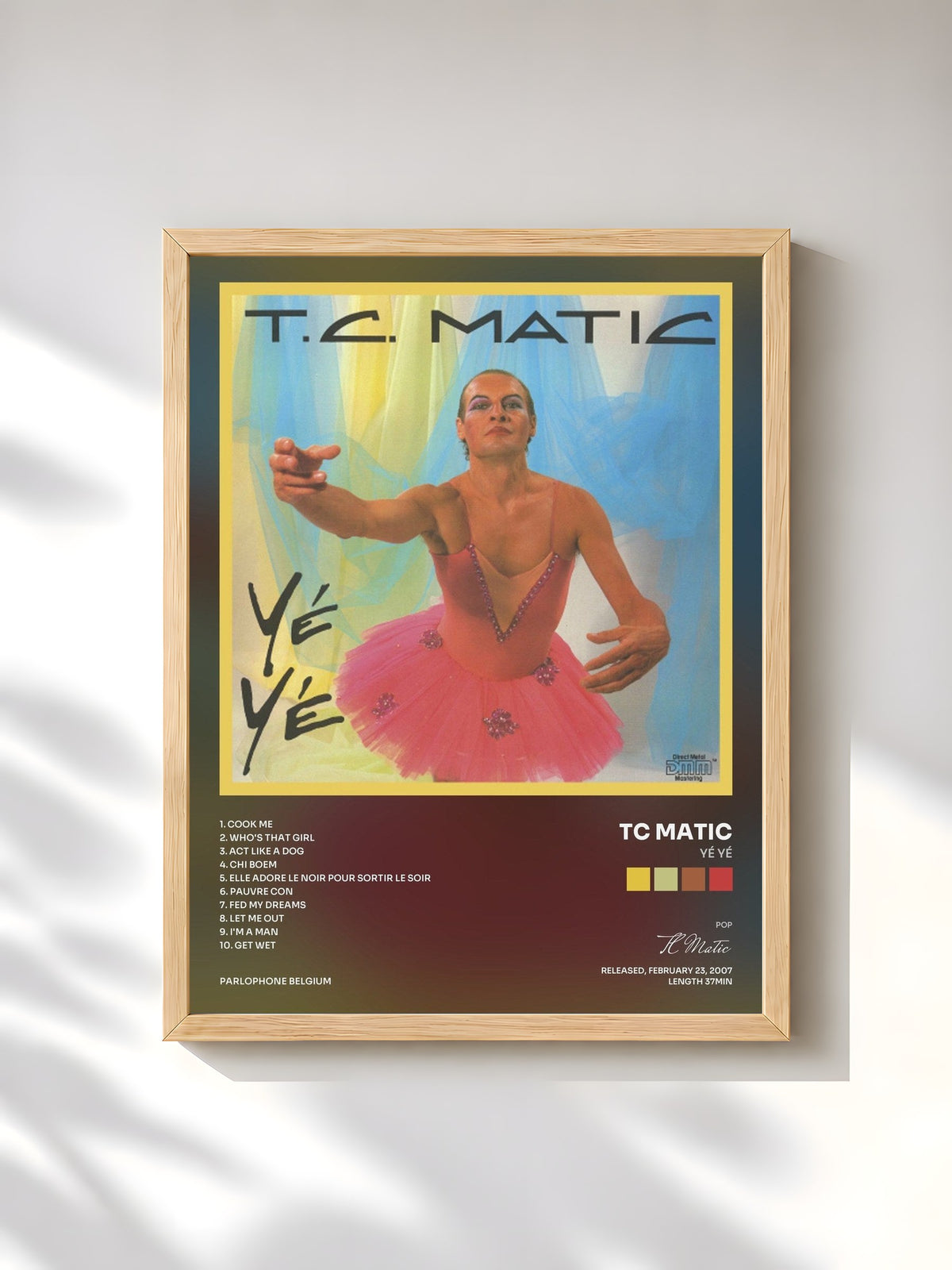 #bois Tableau de l'album Yé Yé de TC Matic, cadre en bois brut, imprimé et encadré en France