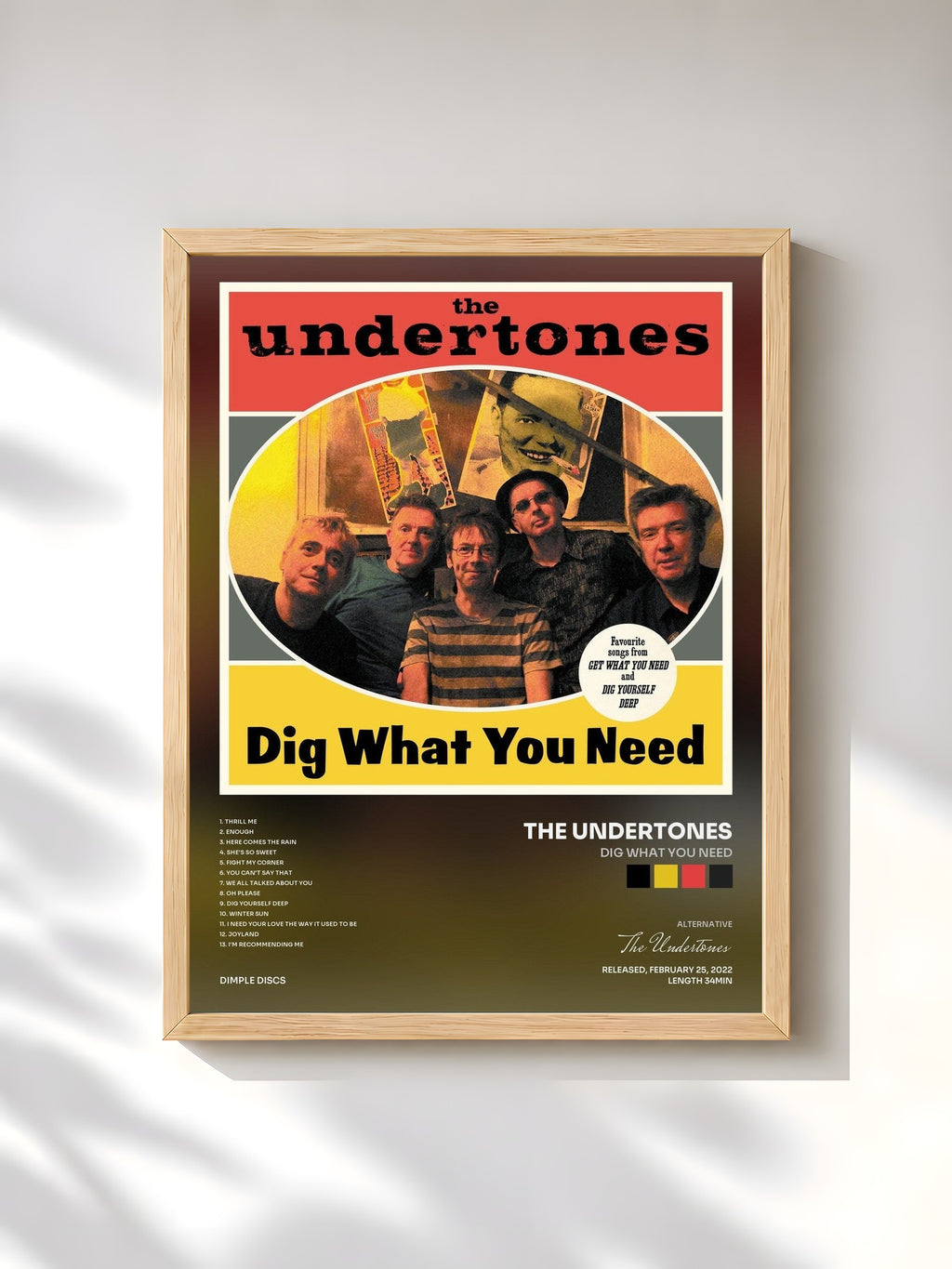 #bois Tableau de l'album Dig What You Need de The Undertones, cadre en bois brut, imprimé et encadré en France