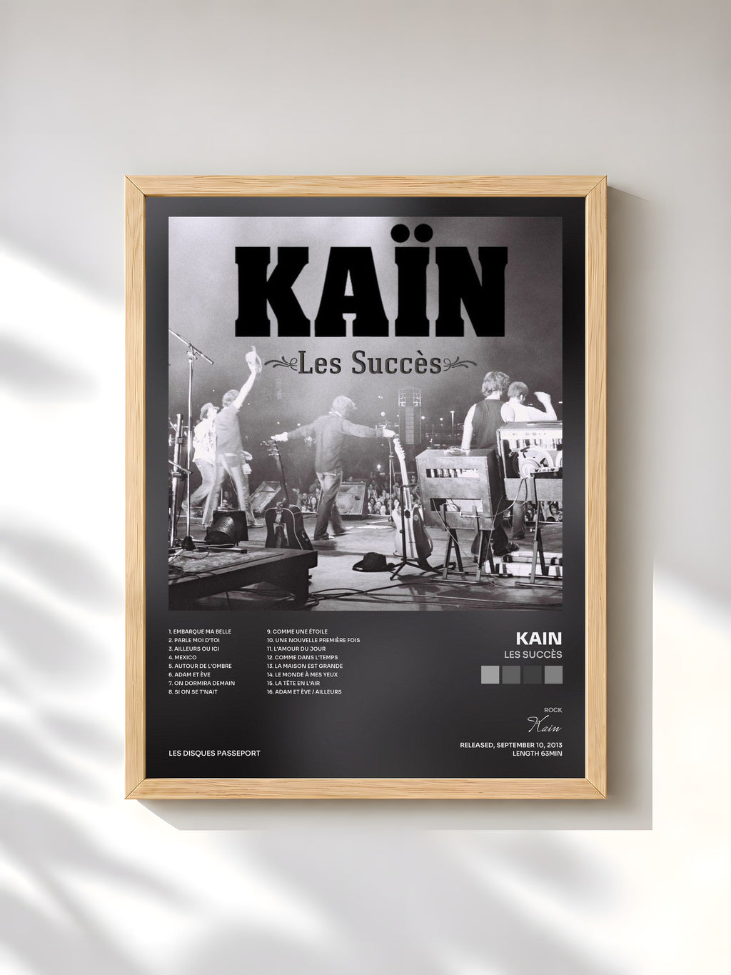 #bois Tableau de l'album Les Succès de Kain, cadre en bois brut, imprimé et encadré en France