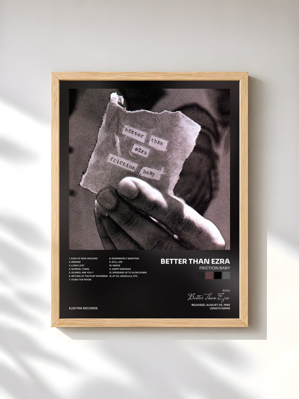 #bois Tableau de l'album Friction Baby de Better Than Ezra, cadre en bois brut, imprimé et encadré en France