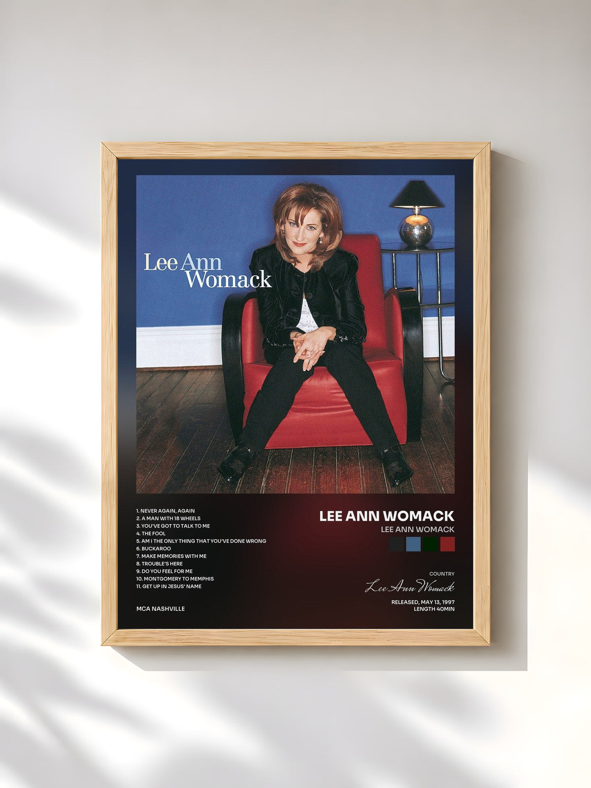 #bois Tableau de l'album Lee Ann Womack de Lee Ann Womack, cadre en bois brut, imprimé et encadré en France