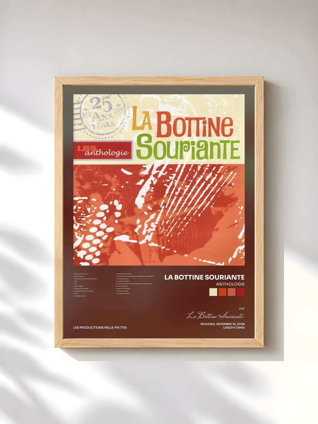 #bois Tableau de l'album Anthologie de La Bottine Souriante, cadre en bois brut, imprimé et encadré en France