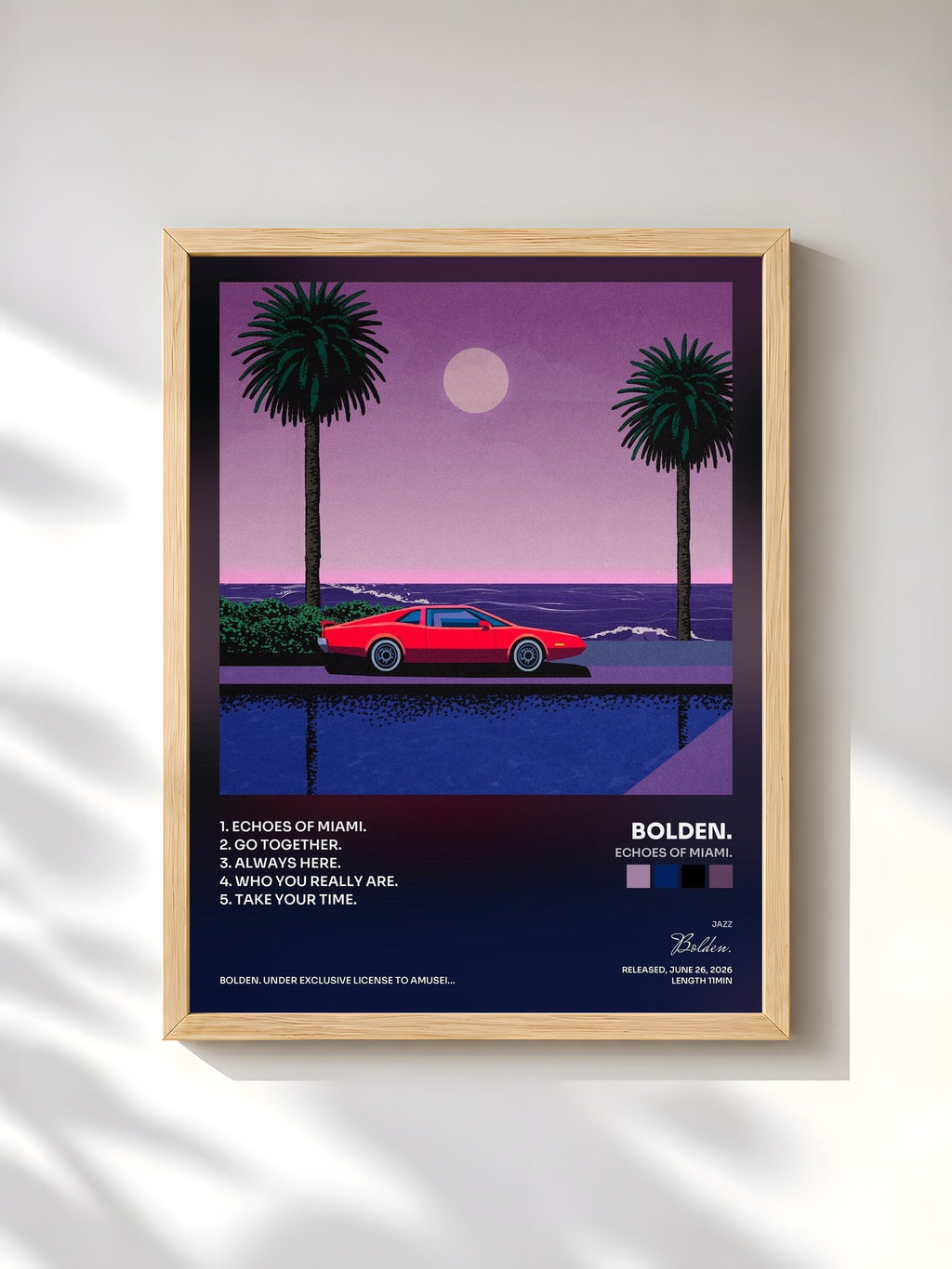 #bois Tableau de l'album Echoes of Miami. de Bolden., cadre en bois brut, imprimé et encadré en France