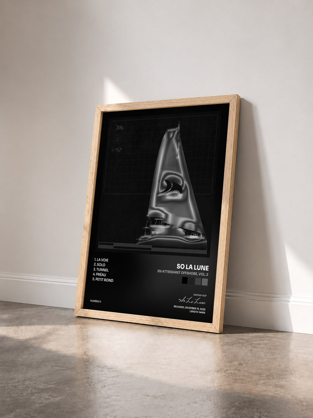 #bois Tableau de l'album En attendant Offshore, vol. 2 de So La Lune vu de trois quarts, cadre en bois brut
