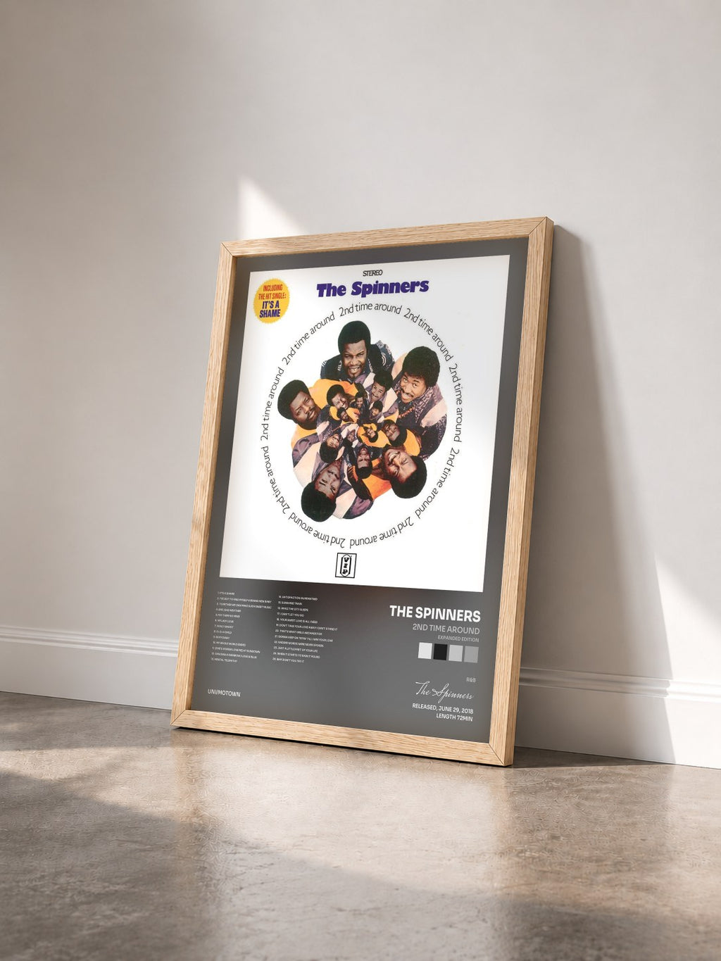 #bois Tableau de l'album 2nd Time Around (Expanded Edition) de The Spinners vu de trois quarts, cadre en bois brut
