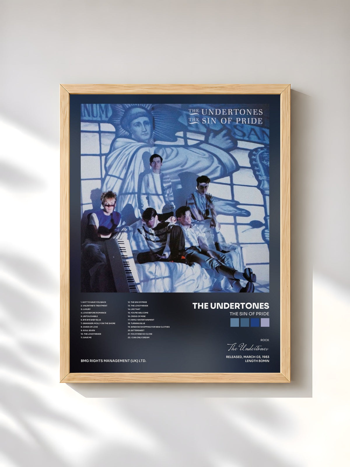 #bois Tableau de l'album The Sin of Pride de The Undertones, cadre en bois brut, imprimé et encadré en France