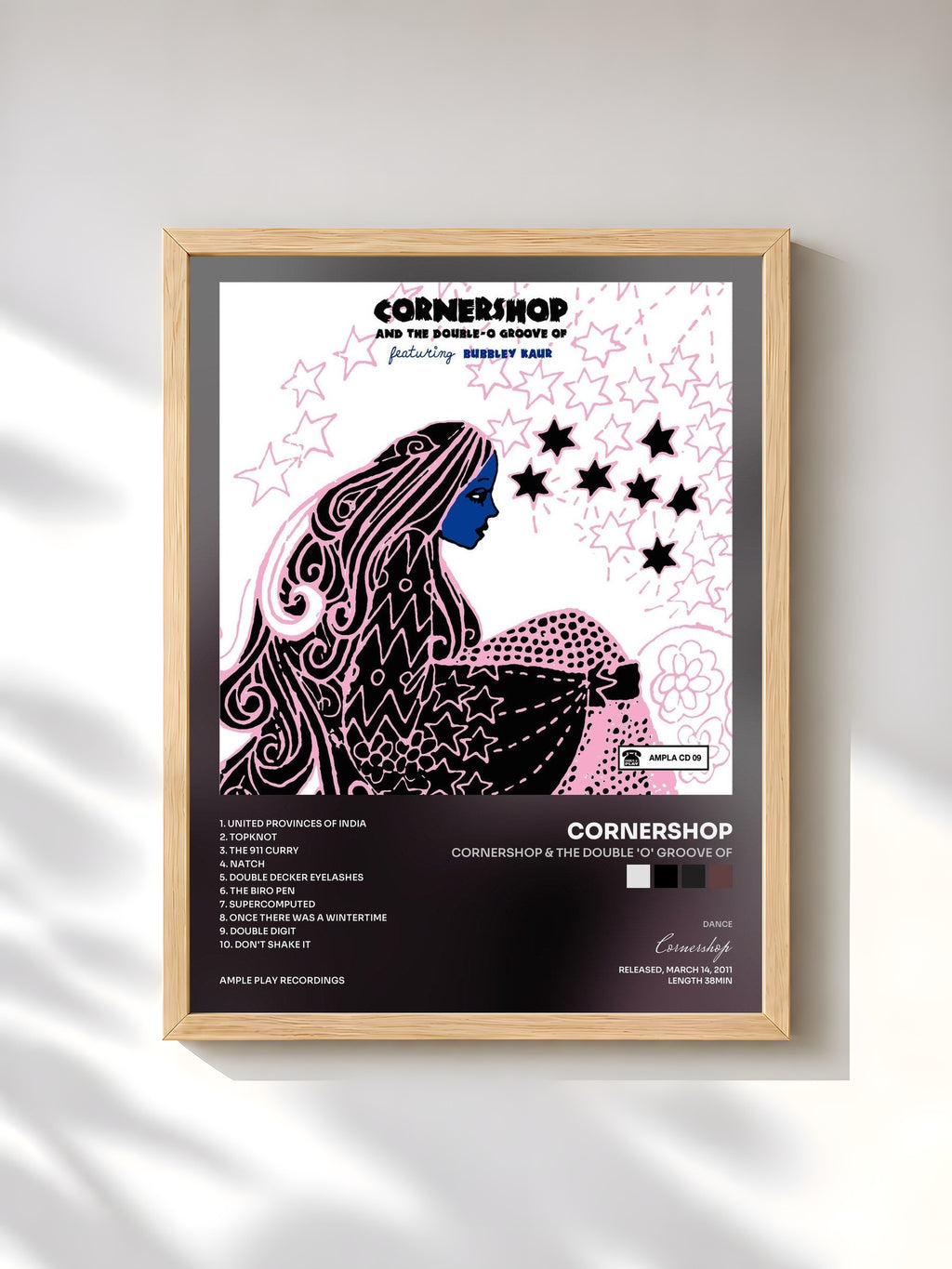 #bois Tableau de l'album Cornershop & The Double 'O' Groove Of de Cornershop, cadre en bois brut, imprimé et encadré en France