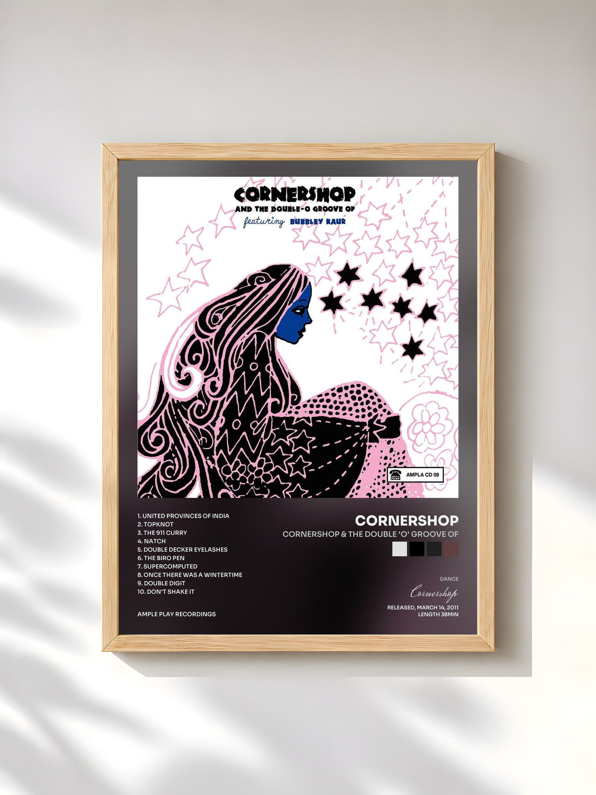 #bois Tableau de l'album Cornershop & The Double 'O' Groove Of de Cornershop, cadre en bois brut, imprimé et encadré en France