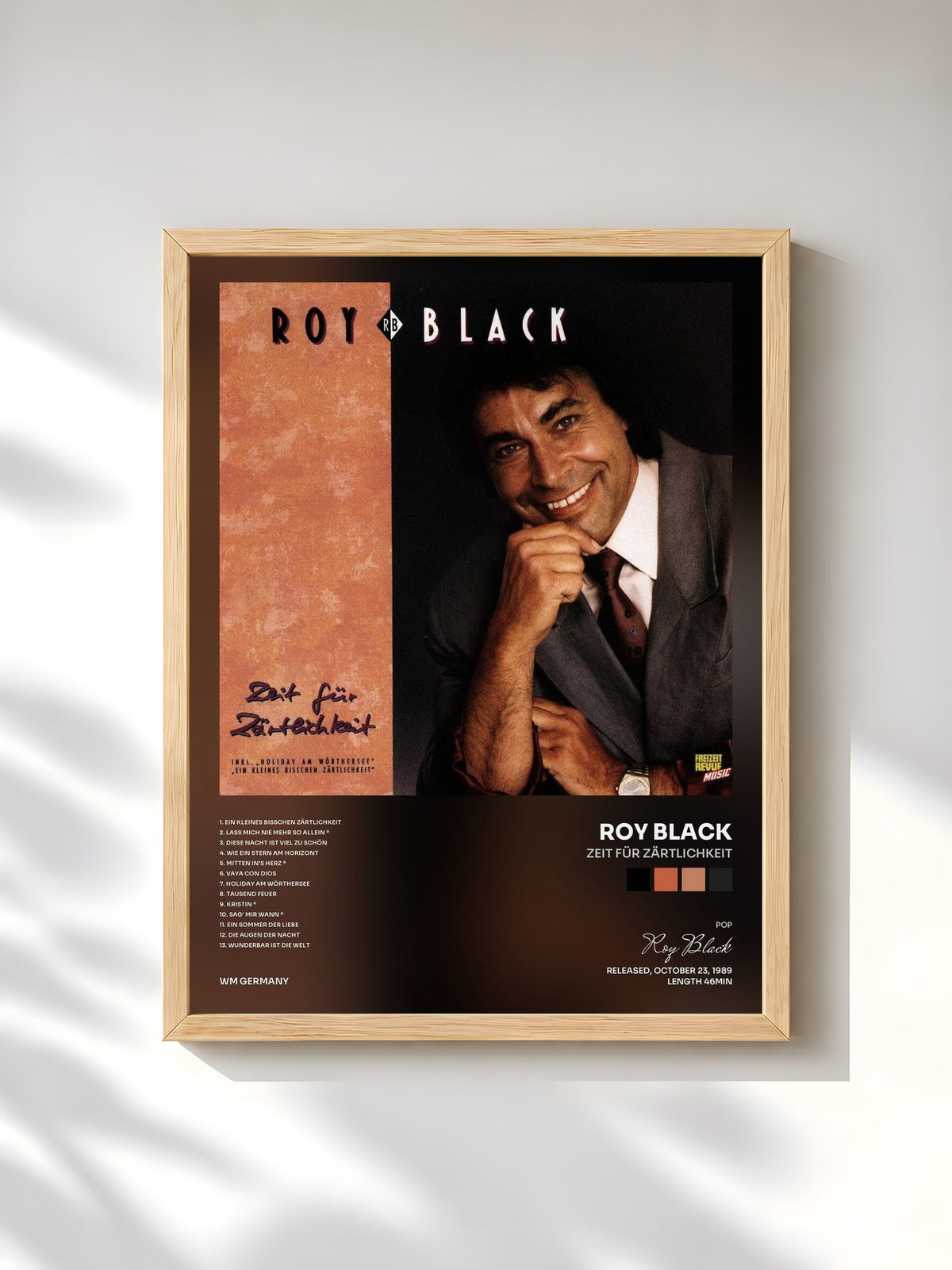 #bois Tableau de l'album Zeit Für Zärtlichkeit de Roy Black, cadre en bois brut, imprimé et encadré en France