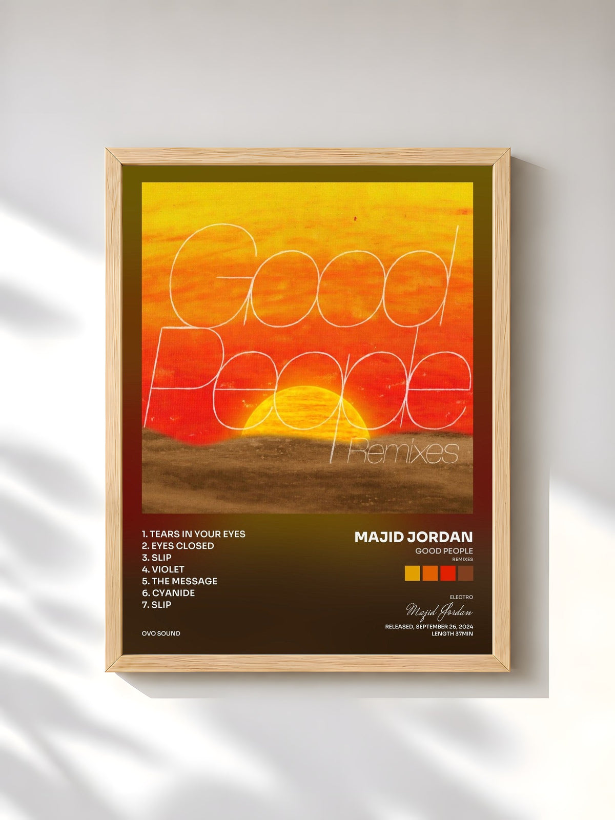 #bois Tableau de l'album Good People (Remixes) de Majid Jordan, cadre en bois brut, imprimé et encadré en France