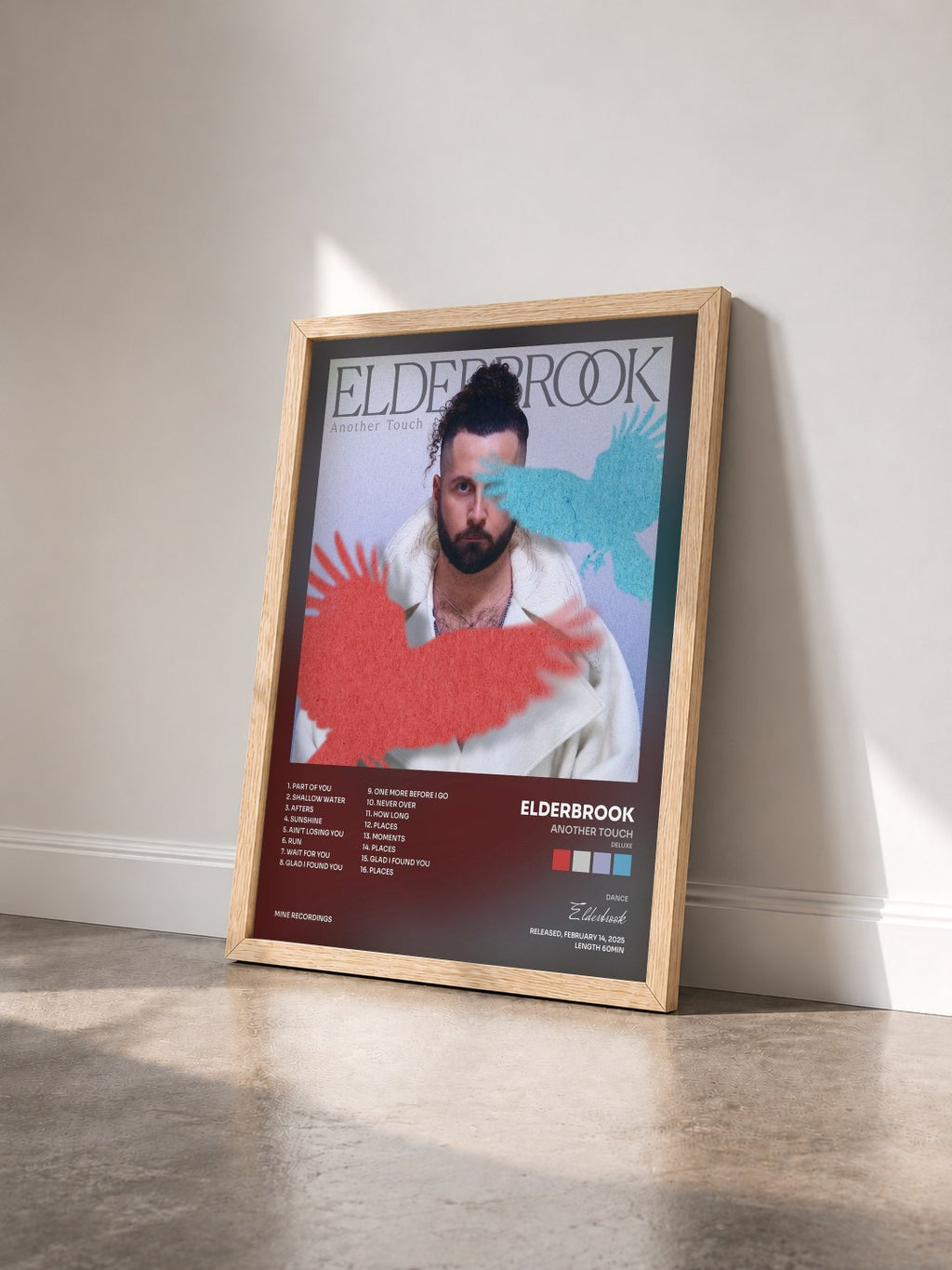 #bois Tableau de l'album Another Touch (Deluxe) de Elderbrook vu de trois quarts, cadre en bois brut