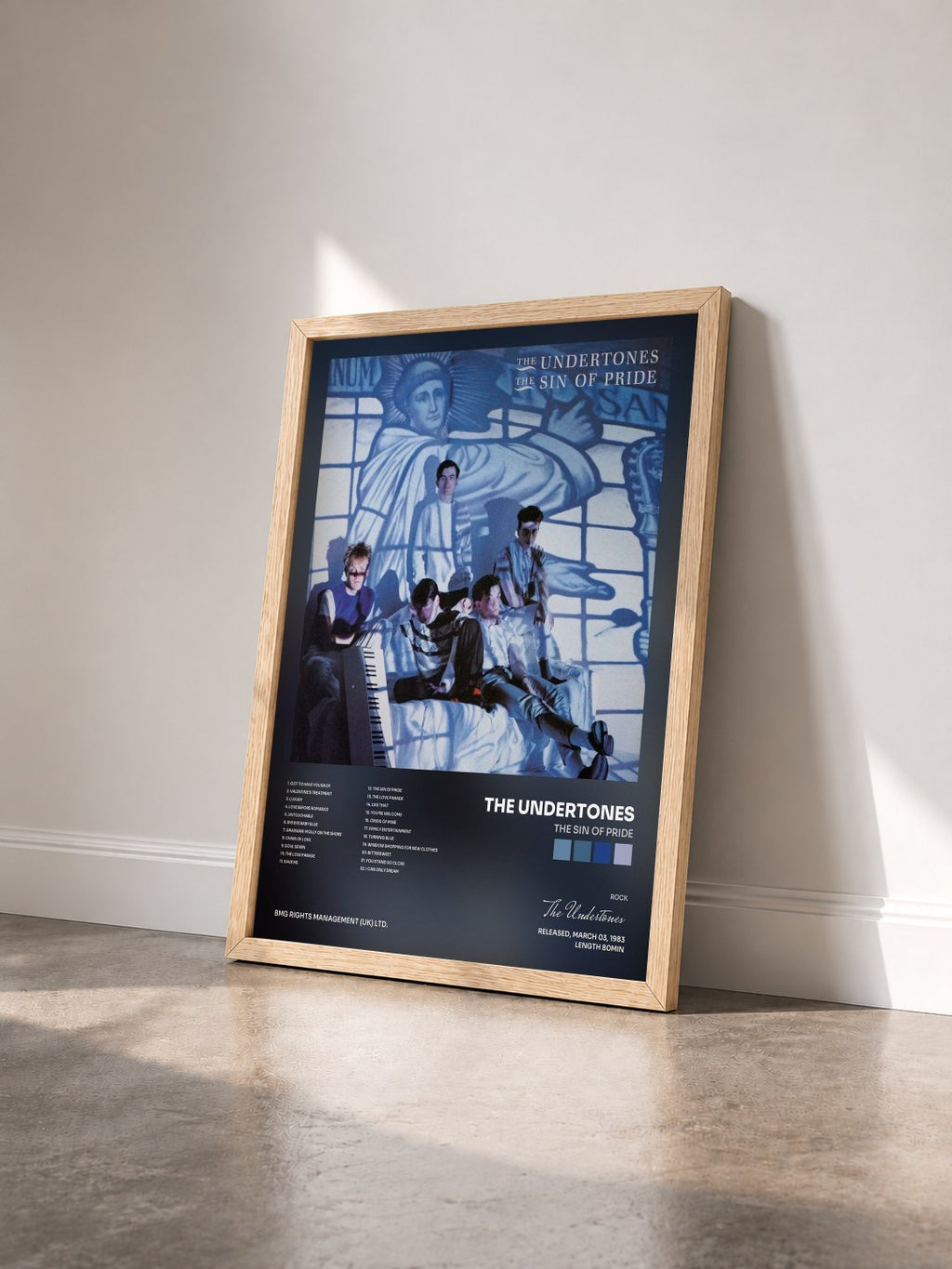 #bois Tableau de l'album The Sin of Pride de The Undertones vu de trois quarts, cadre en bois brut