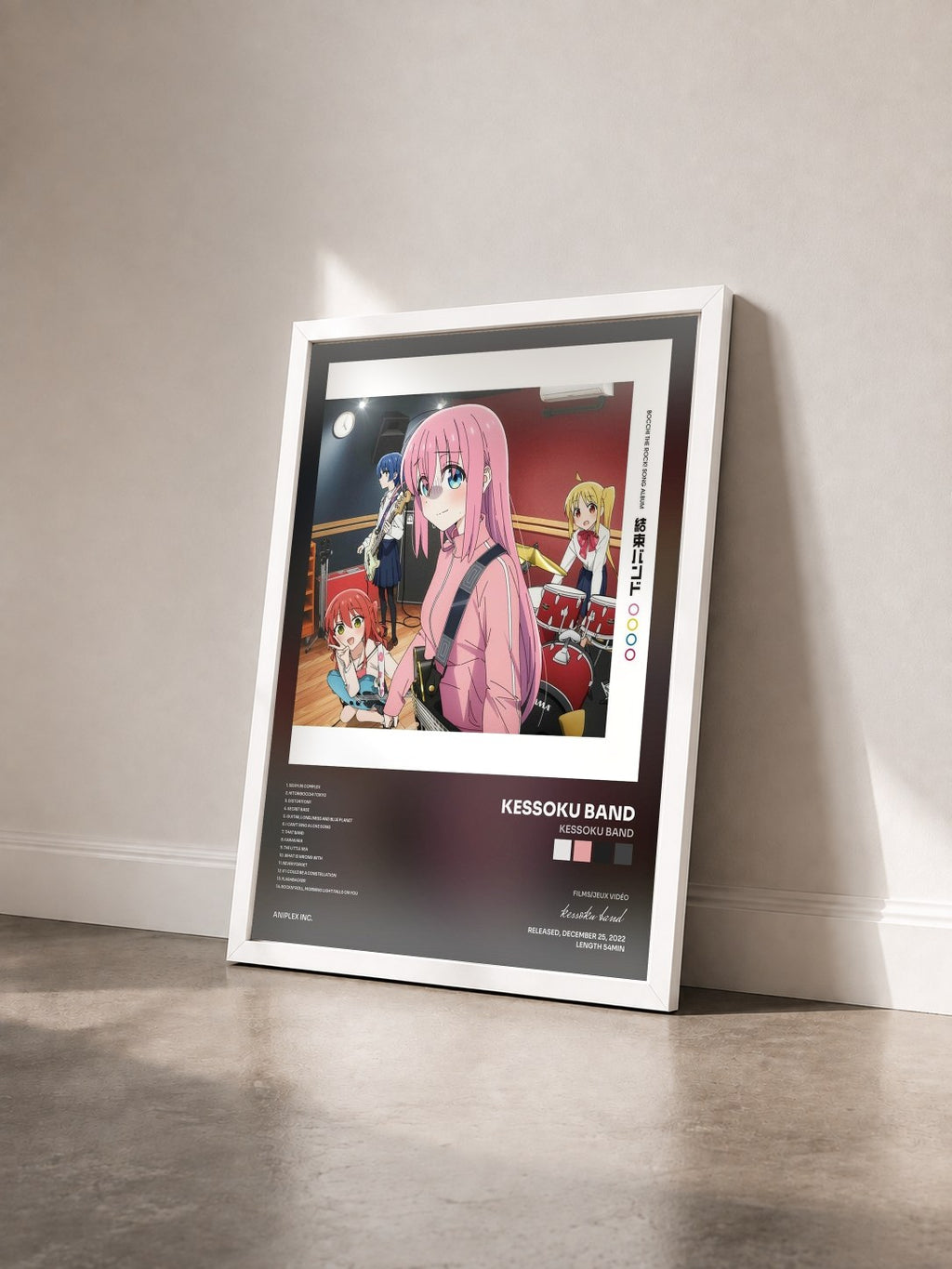 #blanc Tableau de l'album Kessoku Band de kessoku band vu de trois quarts, cadre blanc
