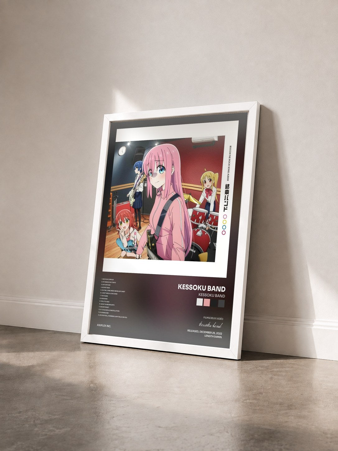 #blanc Tableau de l'album Kessoku Band de kessoku band vu de trois quarts, cadre blanc