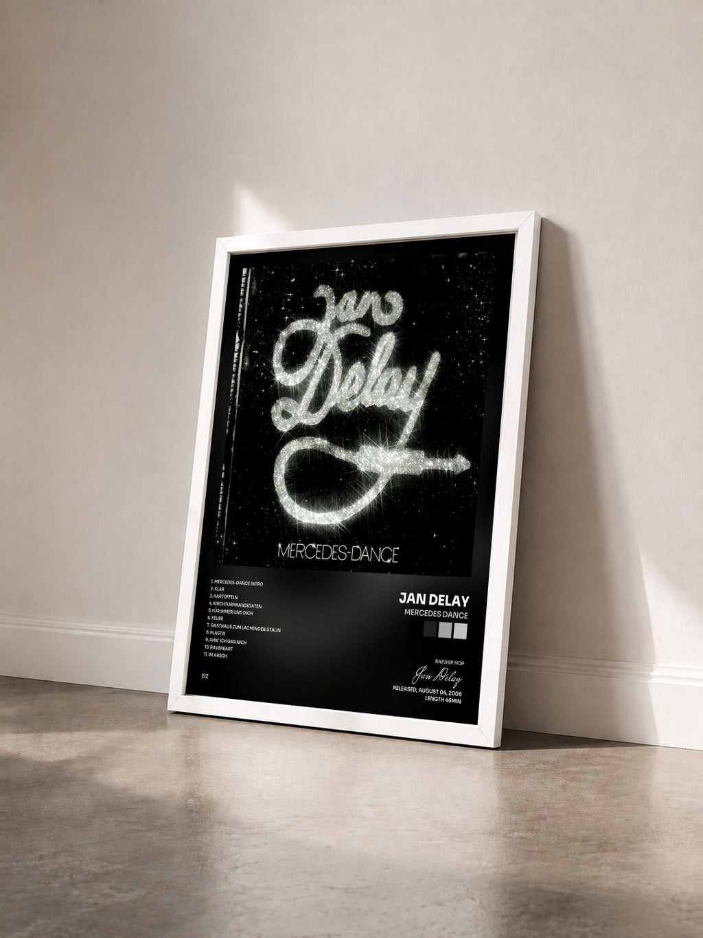 #blanc Tableau de l'album Mercedes Dance de Jan Delay vu de trois quarts, cadre blanc