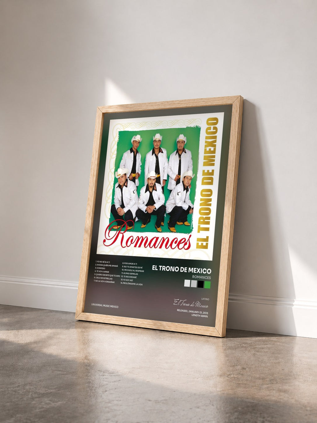 #bois Tableau de l'album Romances de El Trono de Mexico vu de trois quarts, cadre en bois brut