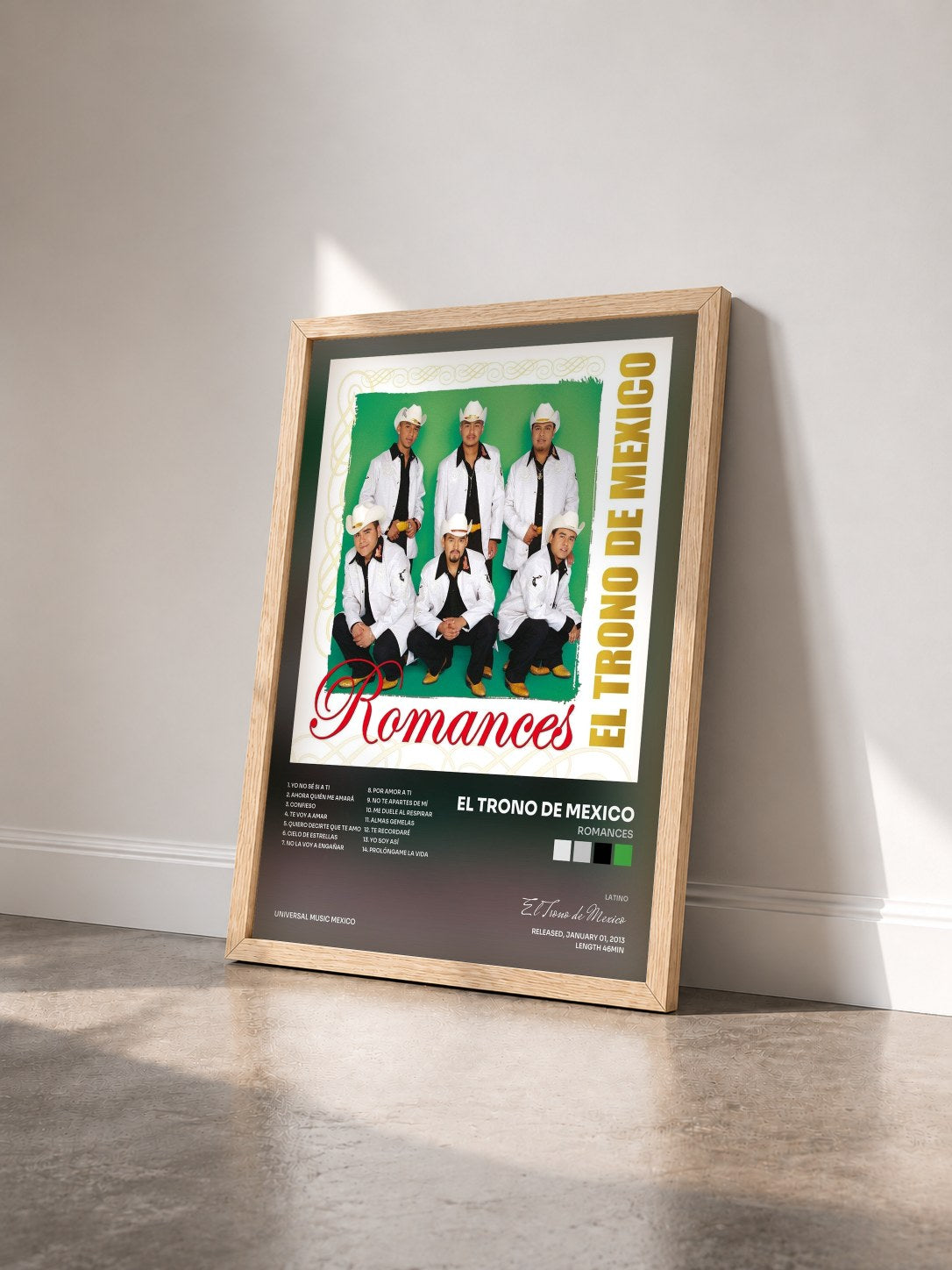 #bois Tableau de l'album Romances de El Trono de Mexico vu de trois quarts, cadre en bois brut