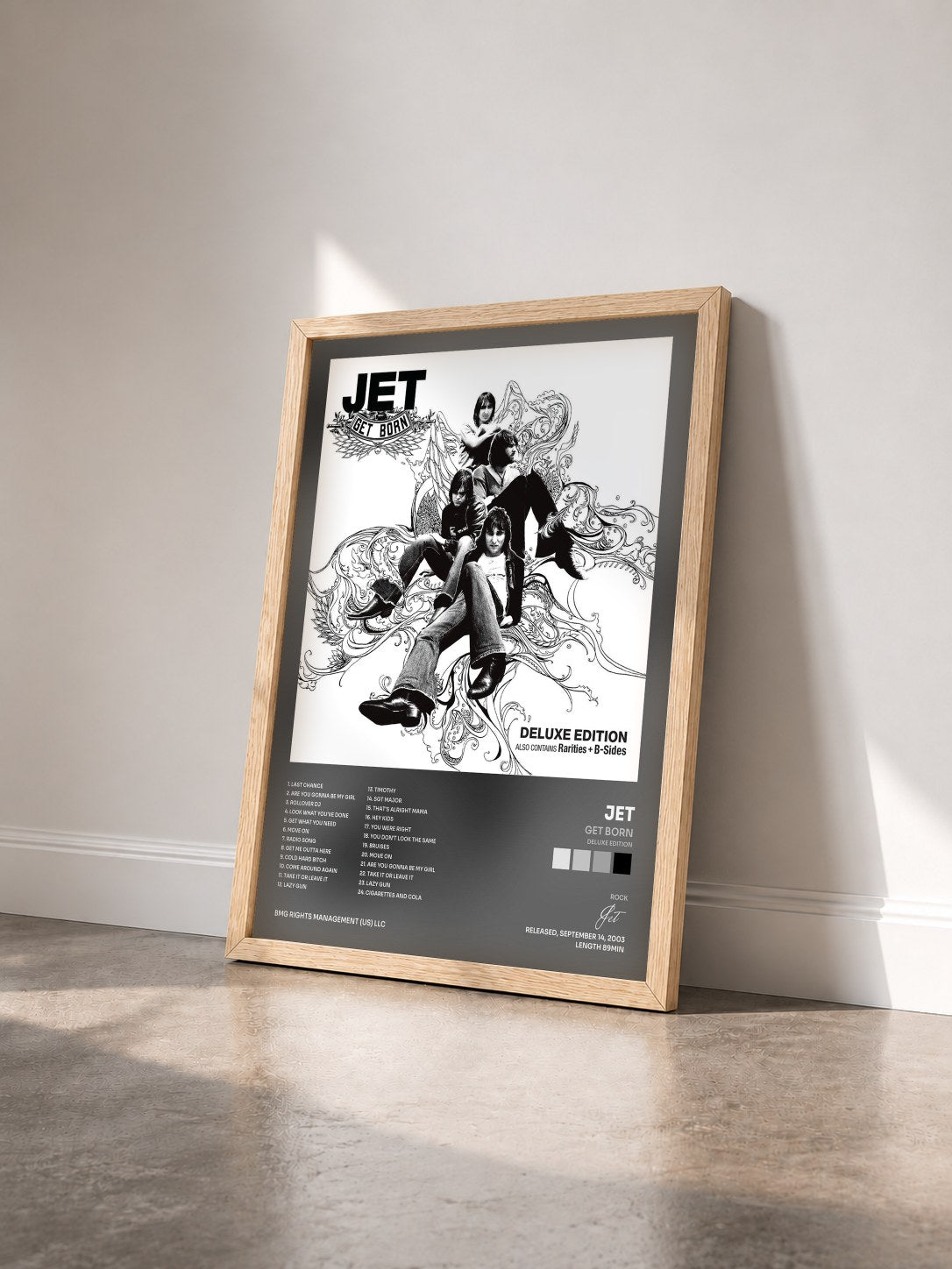 #bois Tableau de l'album Get Born (Deluxe Edition) de Jet vu de trois quarts, cadre en bois brut