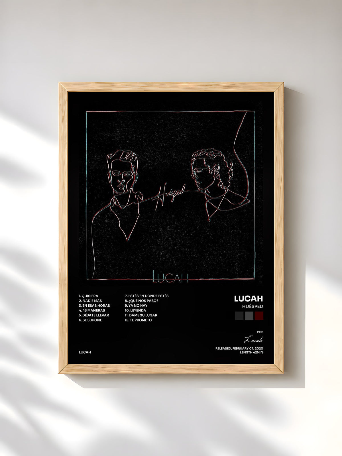 #bois Tableau de l'album Huésped de Lucah, cadre en bois brut, imprimé et encadré en France