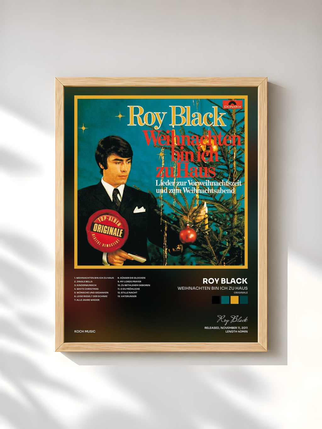 #bois Tableau de l'album Weihnachten bin ich zu Haus (Originale) de Roy Black, cadre en bois brut, imprimé et encadré en France