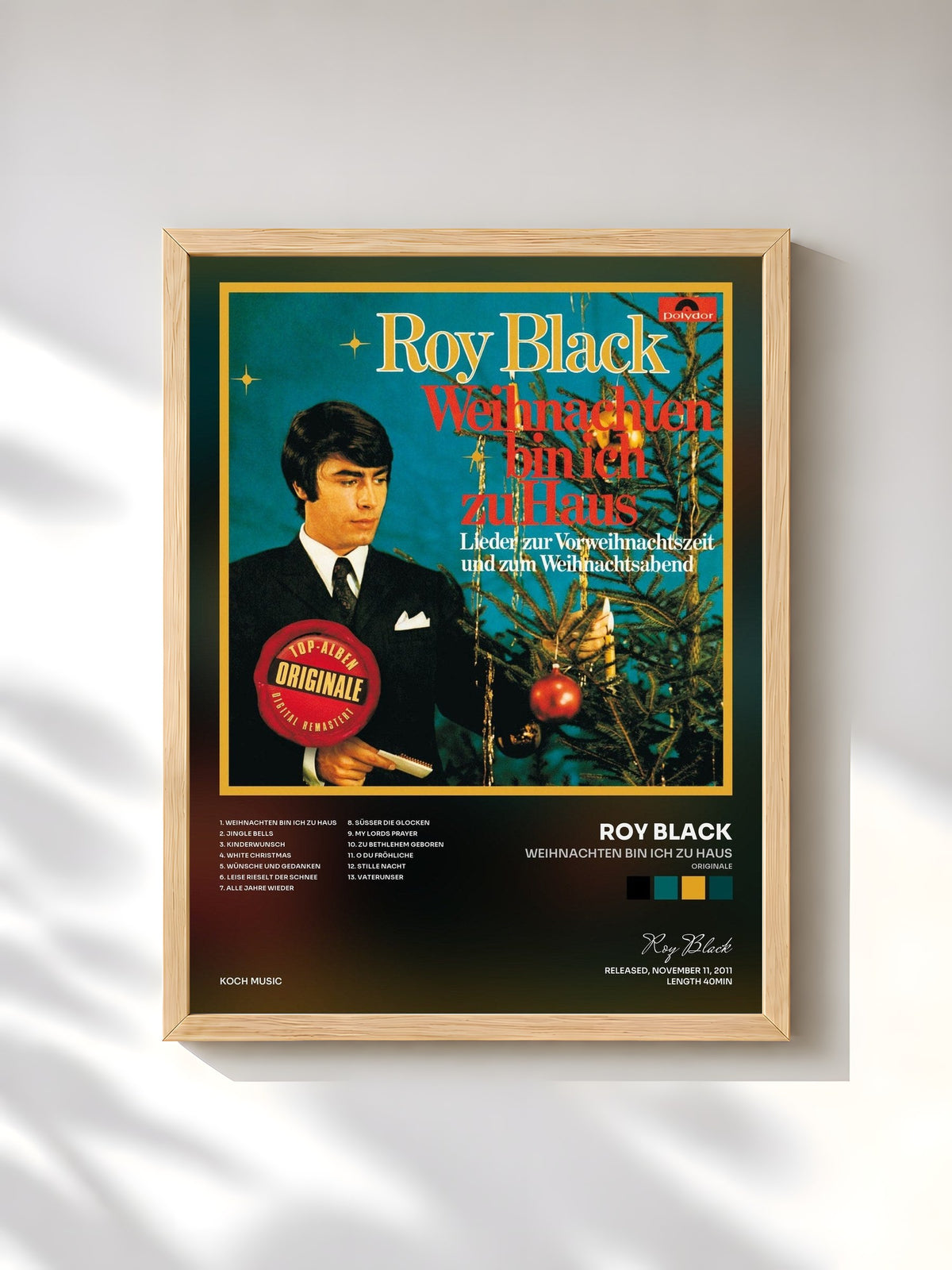 #bois Tableau de l'album Weihnachten bin ich zu Haus (Originale) de Roy Black, cadre en bois brut, imprimé et encadré en France