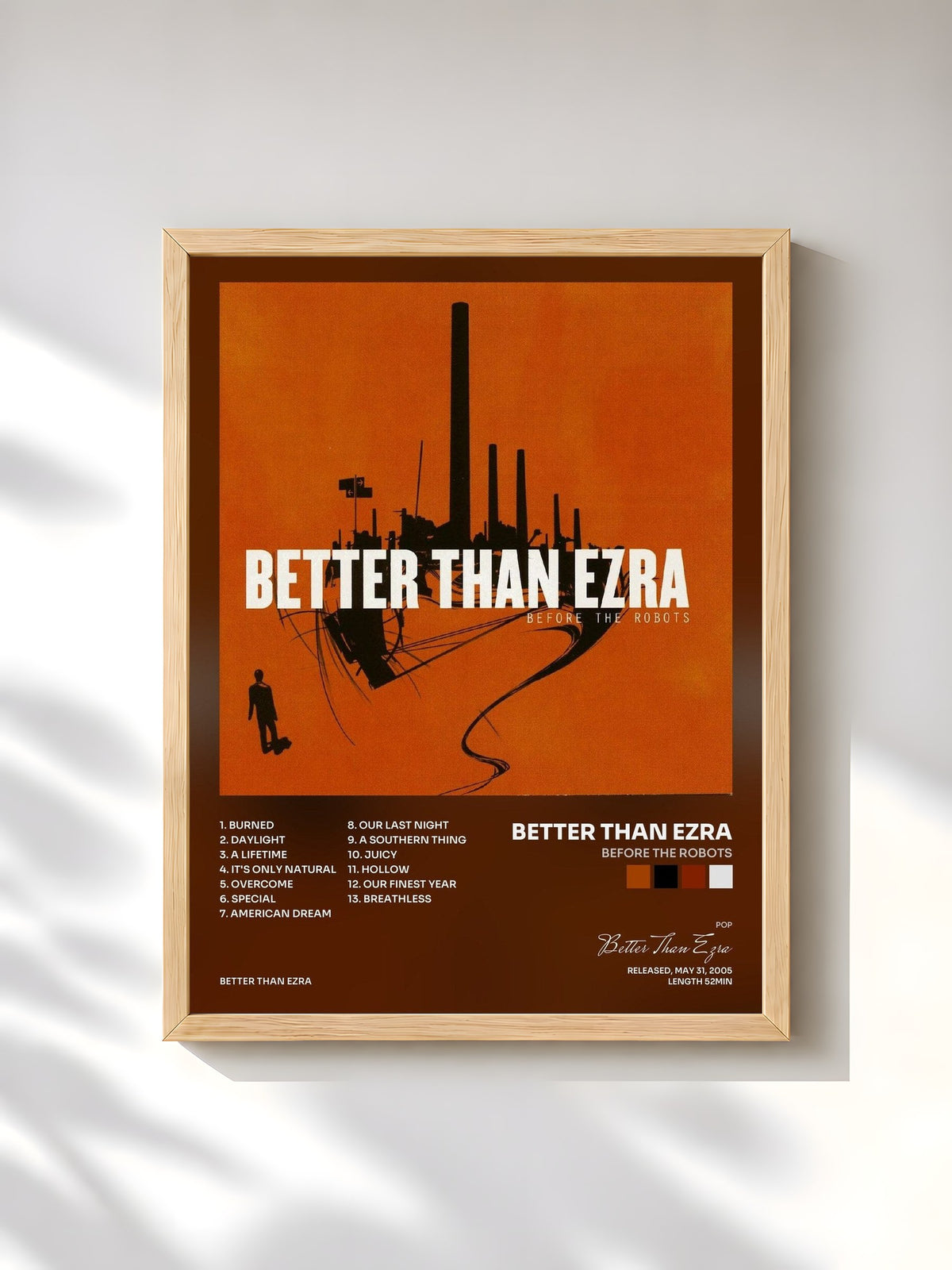 #bois Tableau de l'album Before the Robots de Better Than Ezra, cadre en bois brut, imprimé et encadré en France