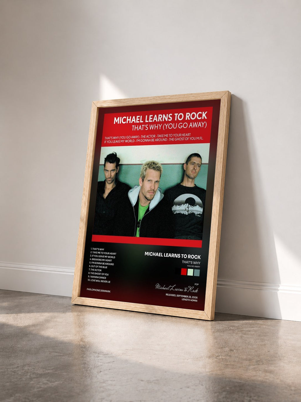 #bois Tableau de l'album That's Why (You Go Away) de Michael Learns to Rock vu de trois quarts, cadre en bois brut