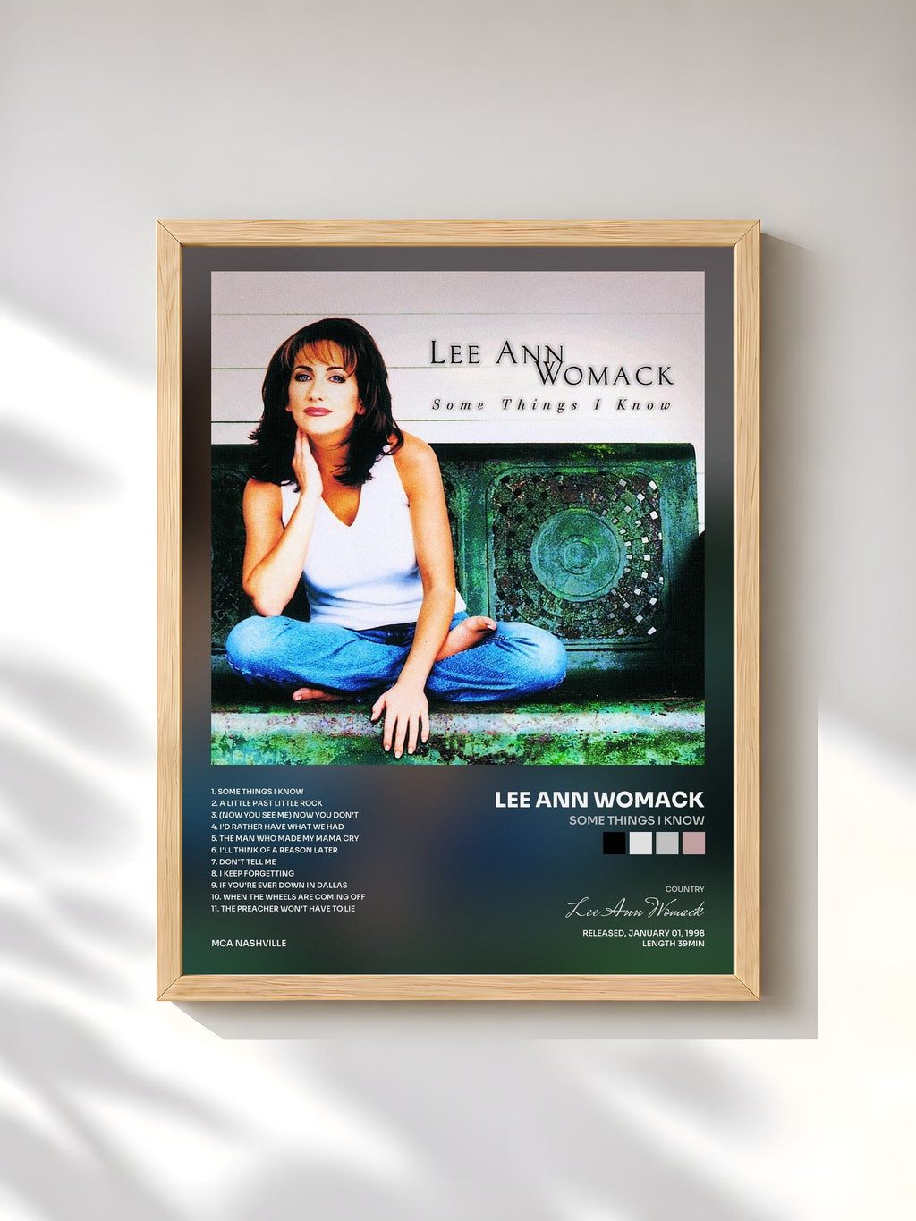 #bois Tableau de l'album Some Things I Know de Lee Ann Womack, cadre en bois brut, imprimé et encadré en France