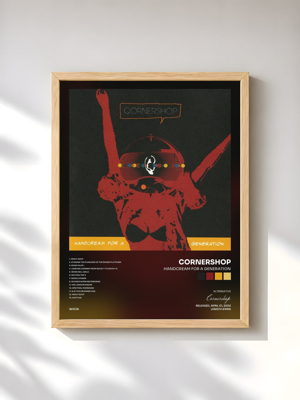 #bois Tableau de l'album Handcream for a Generation de Cornershop, cadre en bois brut, imprimé et encadré en France