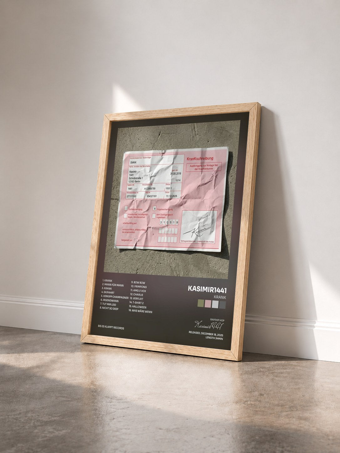 #bois Tableau de l'album KranK de Kasimir1441 vu de trois quarts, cadre en bois brut