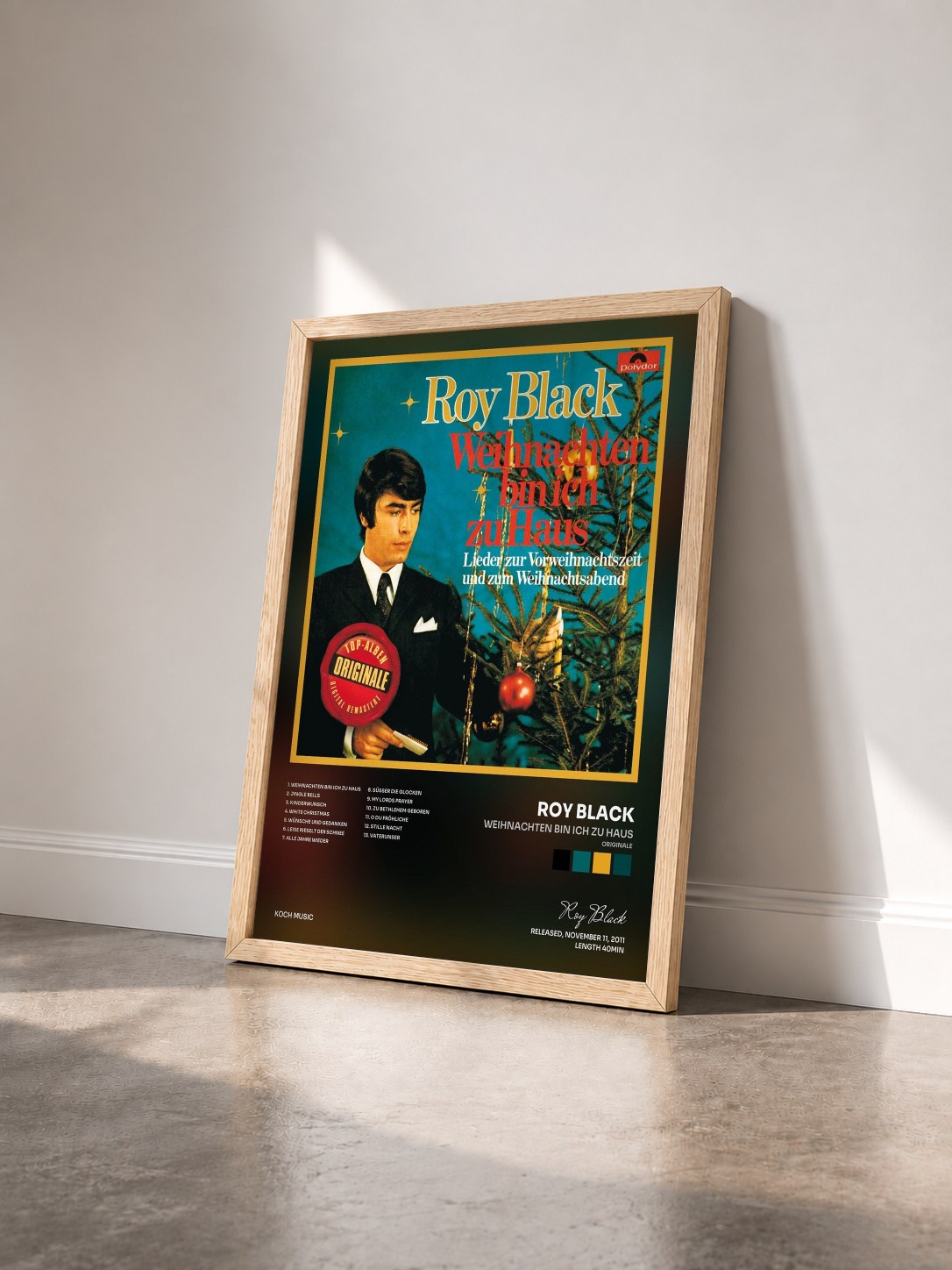 #bois Tableau de l'album Weihnachten bin ich zu Haus (Originale) de Roy Black vu de trois quarts, cadre en bois brut