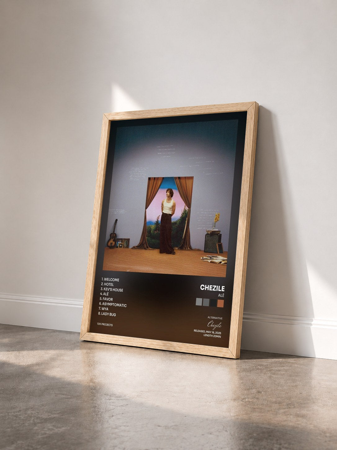 #bois Tableau de l'album Alē de Chezile vu de trois quarts, cadre en bois brut