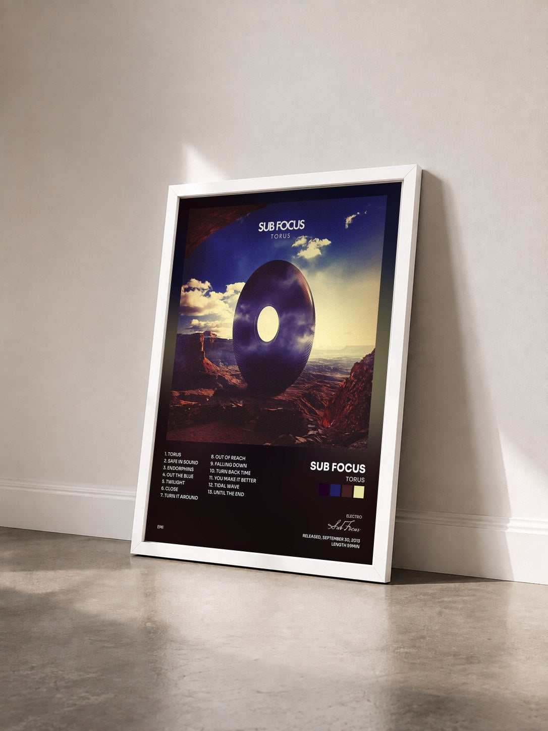 #blanc Tableau de l'album Torus de Sub Focus vu de trois quarts, cadre blanc