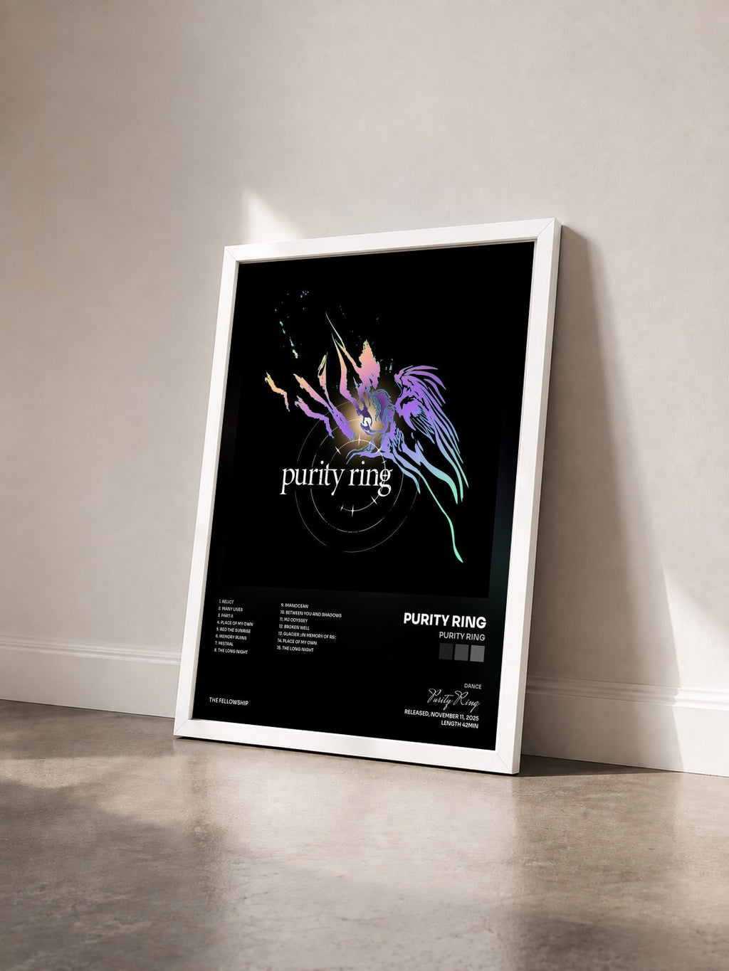 #blanc Tableau de l'album purity ring de Purity Ring vu de trois quarts, cadre blanc