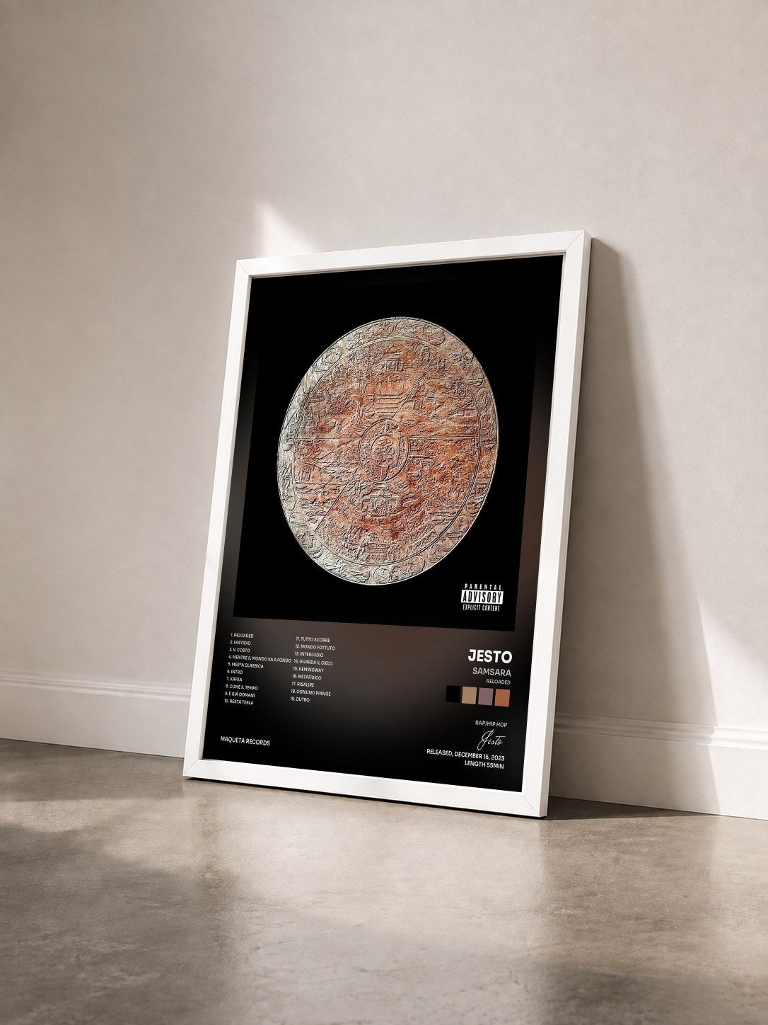 #blanc Tableau de l'album Samsara (Reloaded) de Jesto vu de trois quarts, cadre blanc