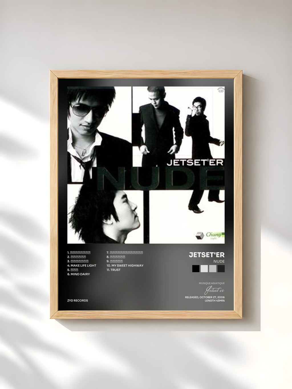 #bois Tableau de l'album Nude de Jetset'er, cadre en bois brut, imprimé et encadré en France