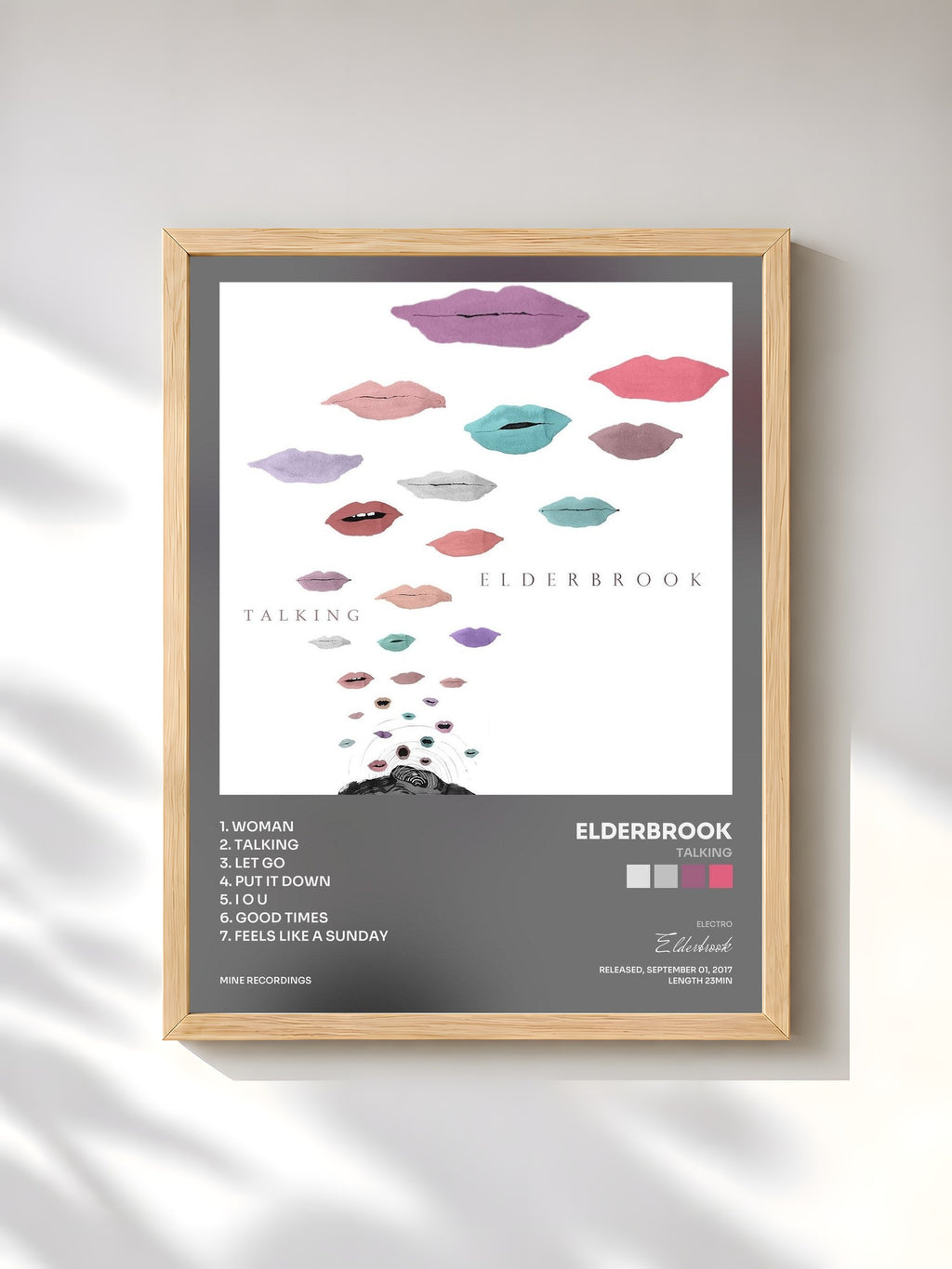 #bois Tableau de l'album Talking de Elderbrook, cadre en bois brut, imprimé et encadré en France