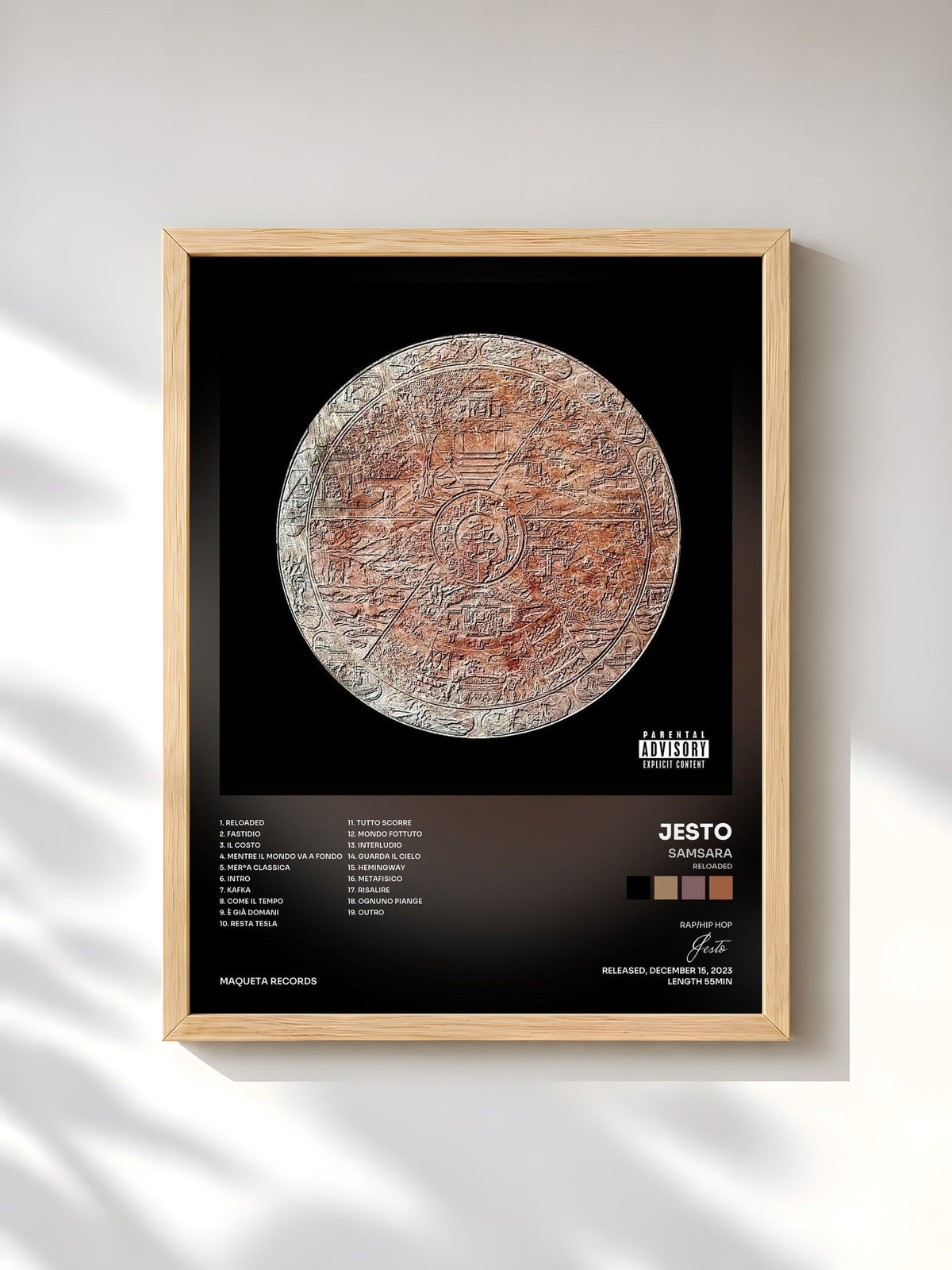 #bois Tableau de l'album Samsara (Reloaded) de Jesto, cadre en bois brut, imprimé et encadré en France