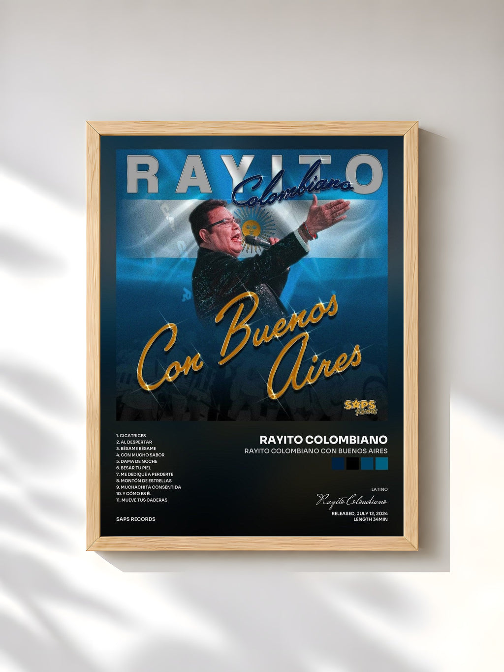 #bois Tableau de l'album Rayito Colombiano Con Buenos Aires de Rayito Colombiano, cadre en bois brut, imprimé et encadré en France