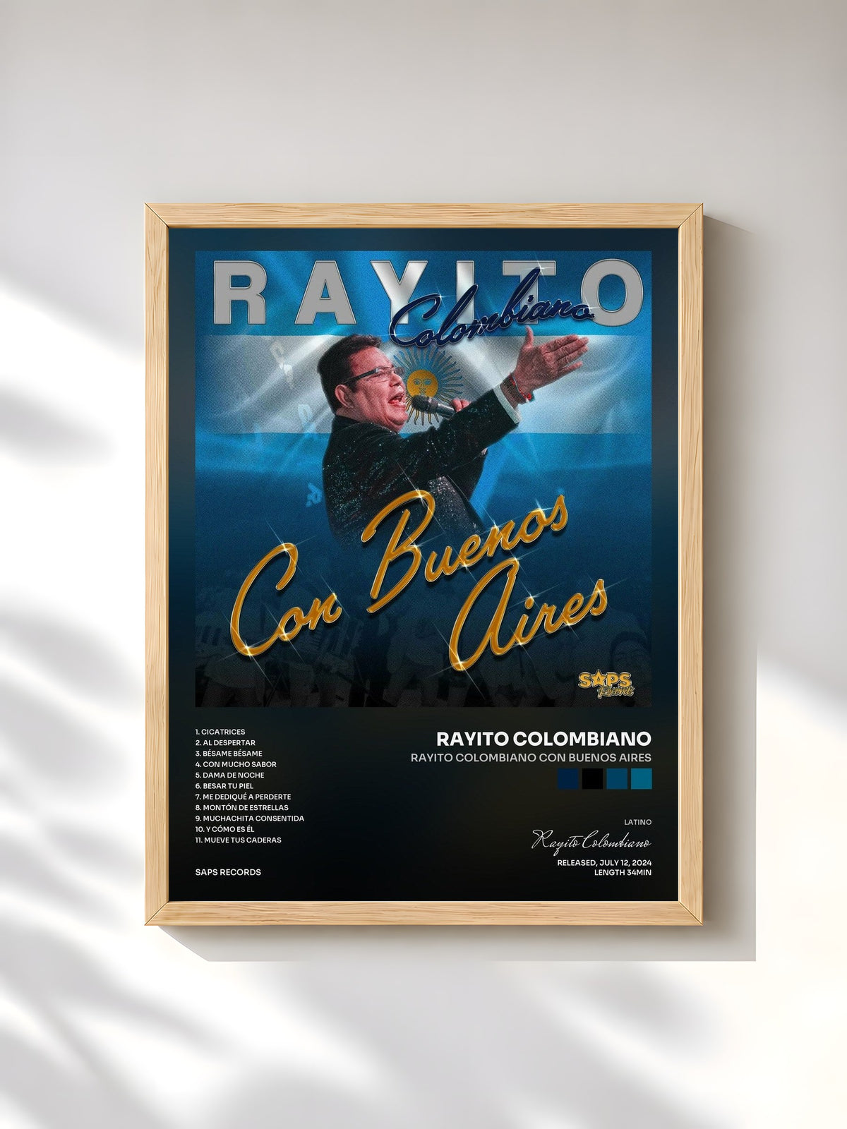 #bois Tableau de l'album Rayito Colombiano Con Buenos Aires de Rayito Colombiano, cadre en bois brut, imprimé et encadré en France