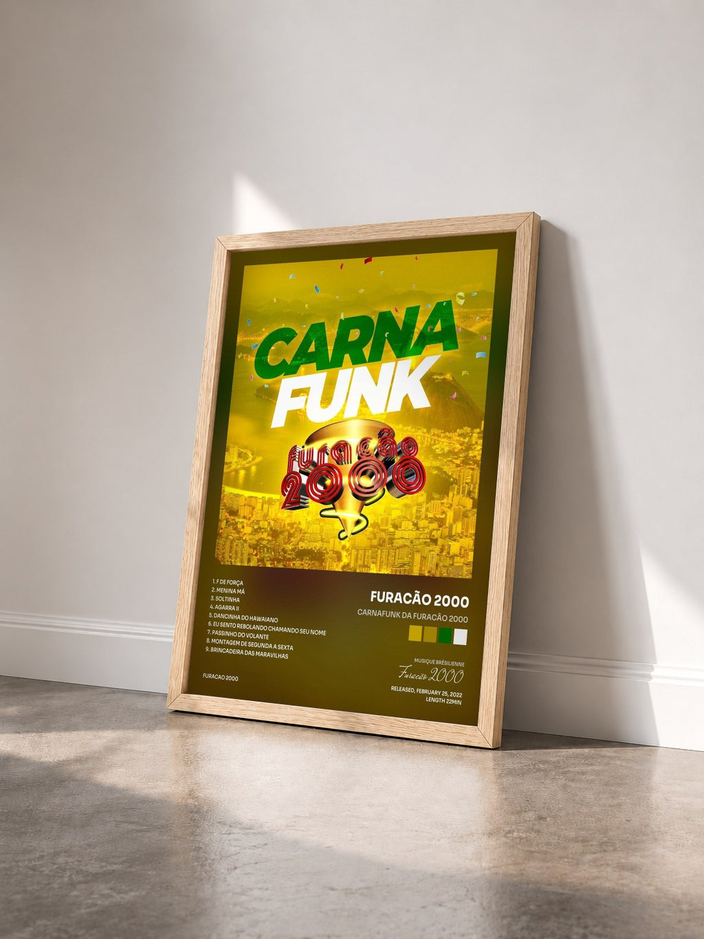 #bois Tableau de l'album CarnaFunk da Furacão 2000 de Furacão 2000 vu de trois quarts, cadre en bois brut