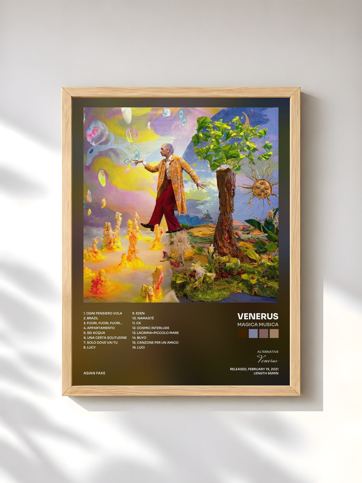 #bois Tableau de l'album Magica Musica de Venerus, cadre en bois brut, imprimé et encadré en France