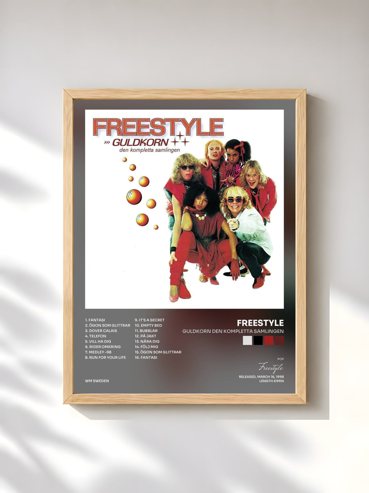 #bois Tableau de l'album Guldkorn Den Kompletta Samlingen de Freestyle, cadre en bois brut, imprimé et encadré en France