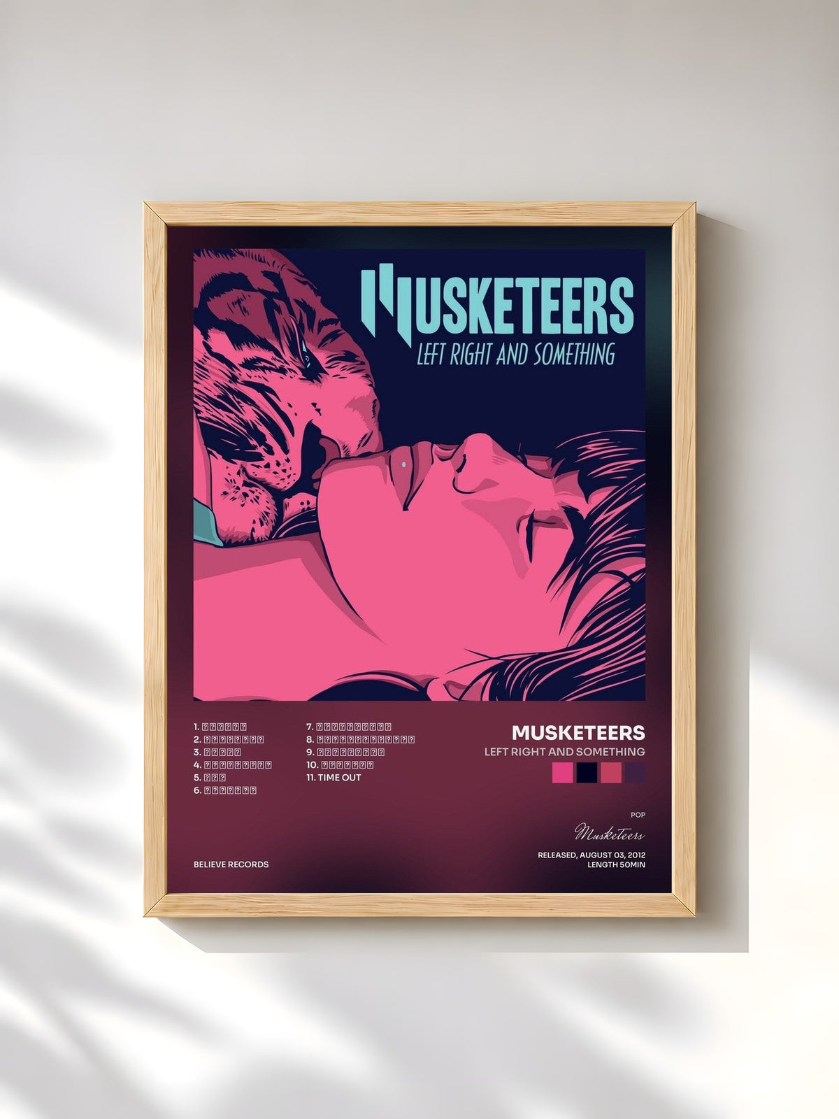 #bois Tableau de l'album Left Right And Something de Musketeers, cadre en bois brut, imprimé et encadré en France