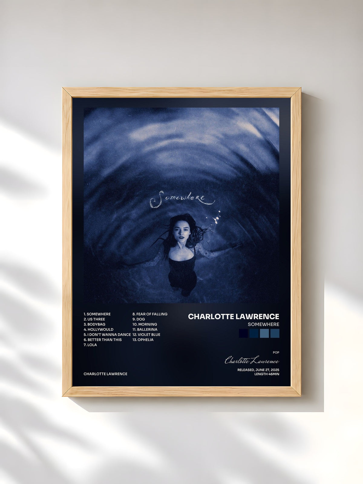 #bois Tableau de l'album Somewhere de Charlotte Lawrence, cadre en bois brut, imprimé et encadré en France