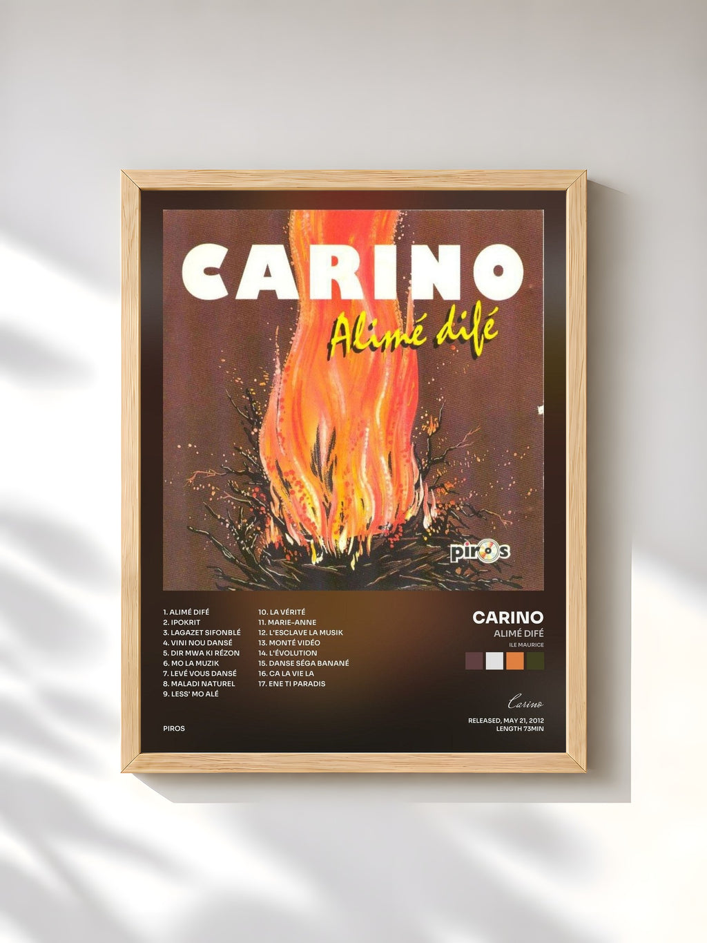 #bois Tableau de l'album Alimé difé (Ile Maurice) de Carino, cadre en bois brut, imprimé et encadré en France