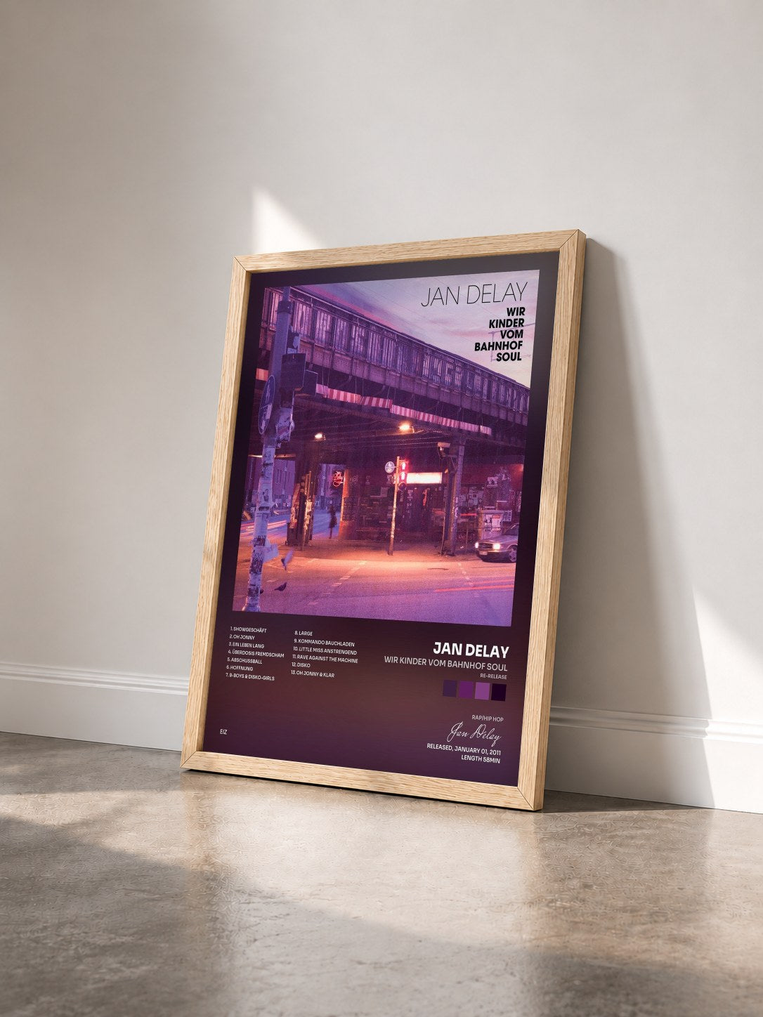 #bois Tableau de l'album Wir Kinder vom Bahnhof Soul (Re-Release) de Jan Delay vu de trois quarts, cadre en bois brut