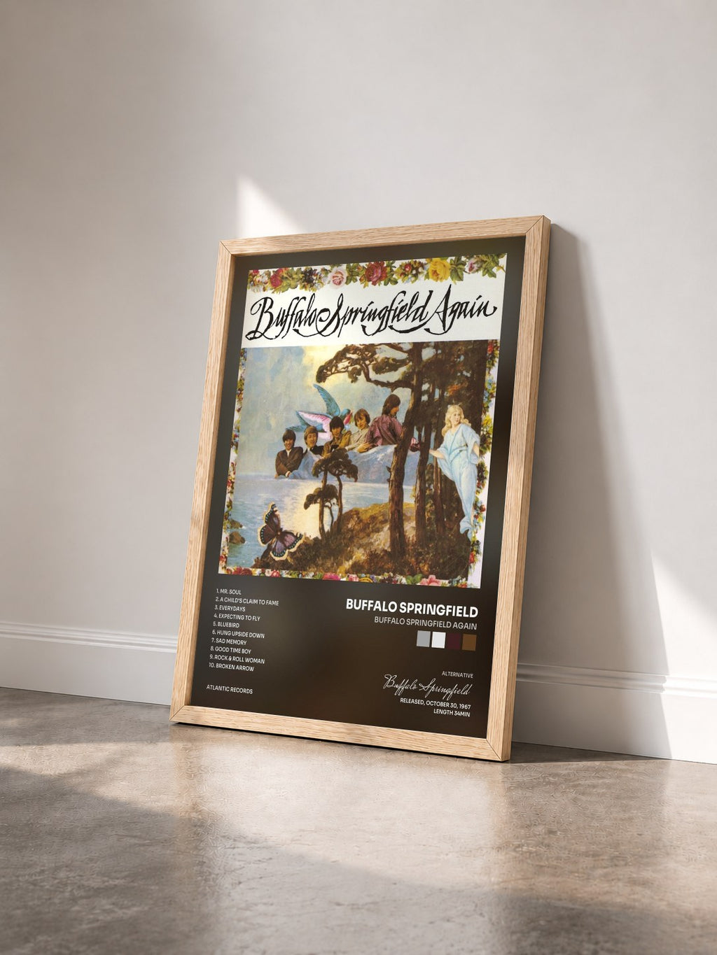 #bois Tableau de l'album Buffalo Springfield Again de Buffalo Springfield vu de trois quarts, cadre en bois brut