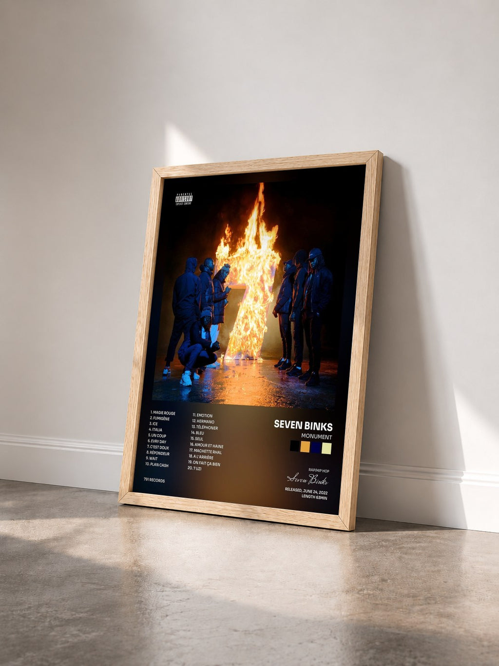 #bois Tableau de l'album Monument de Seven Binks vu de trois quarts, cadre en bois brut